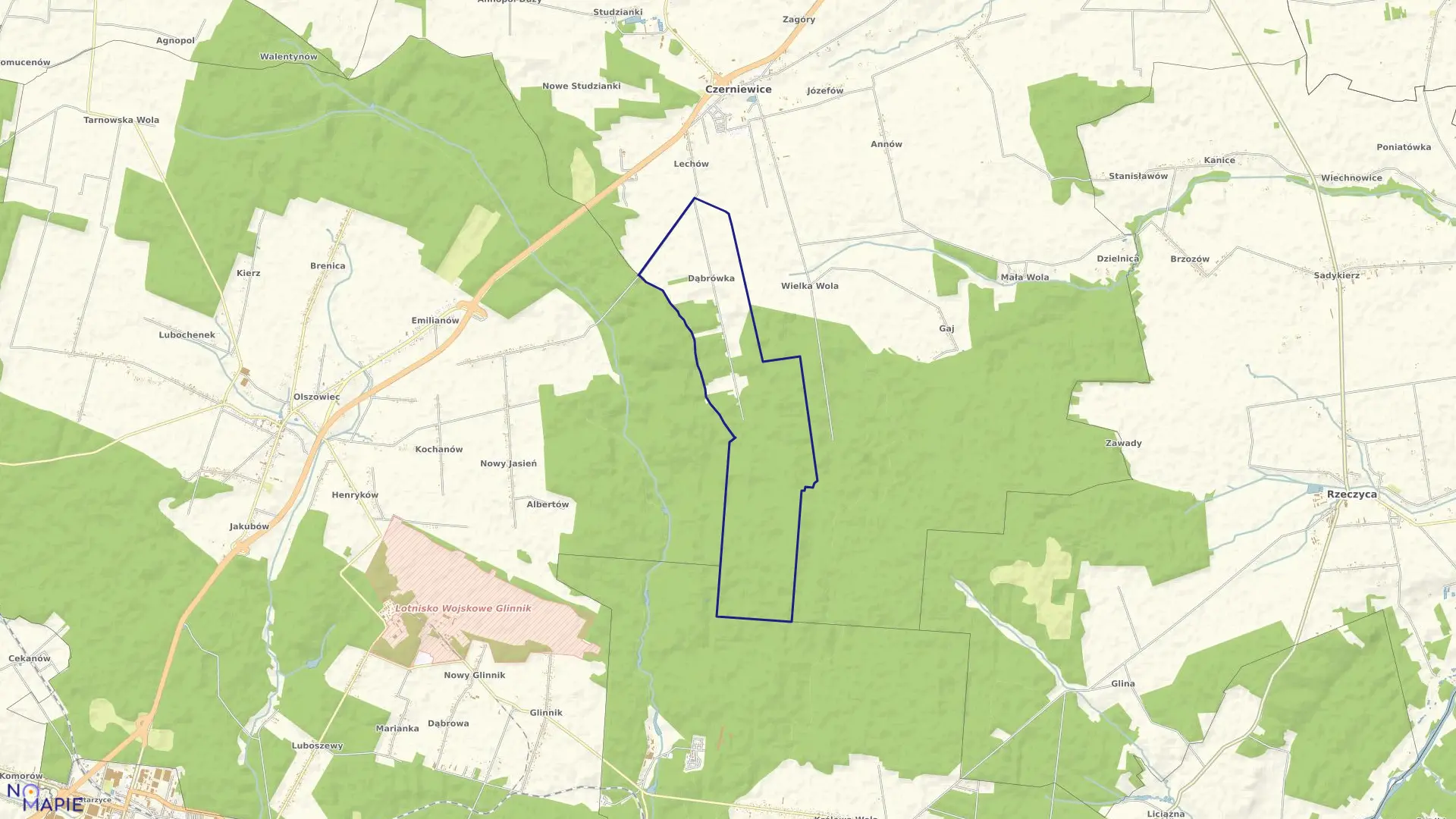 Mapa obrębu DĄBRÓWKA w gminie Czerniewice