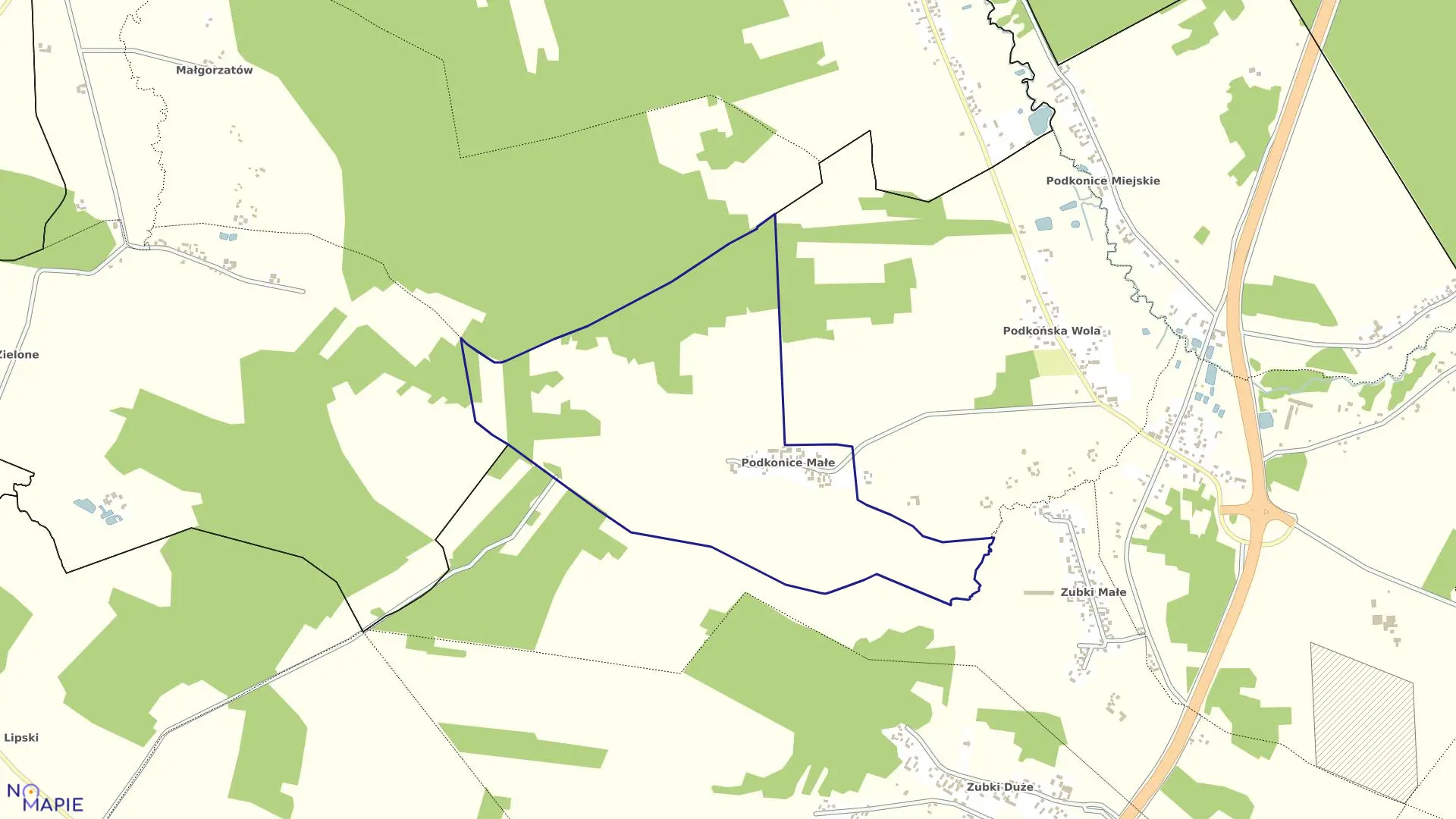 Mapa obrębu PODKONICE MAŁE w gminie Czerniewice