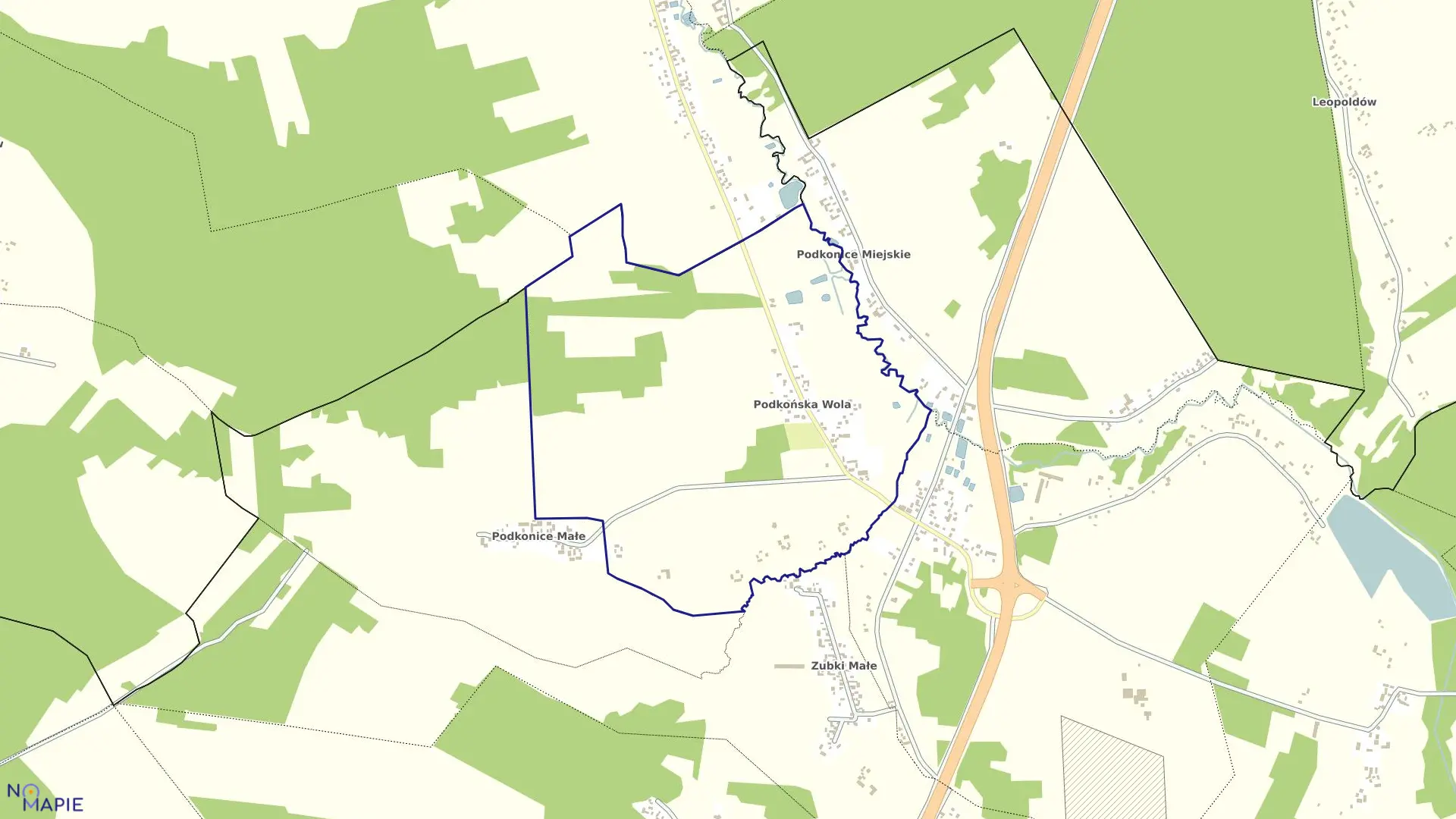 Mapa obrębu PODKOŃSKA WOLA w gminie Czerniewice